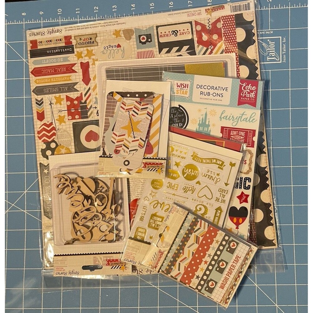Disney Mickey Mouse Photo Album Scrapbook KIT ONLY Cut Outs Stickers Paper Tags